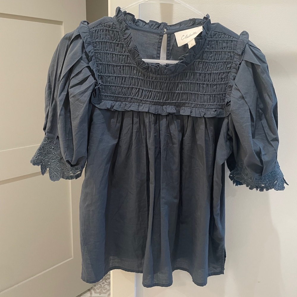 Cleobella Smocked Ruffle Organic Cotton Blouse - Picture 2 of 6